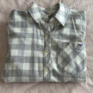 Vineyard Vines Gray and White Plaid Shirt